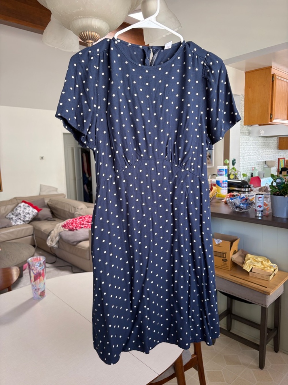 Old Navy Navy Blue Polka Dot Midi Dress